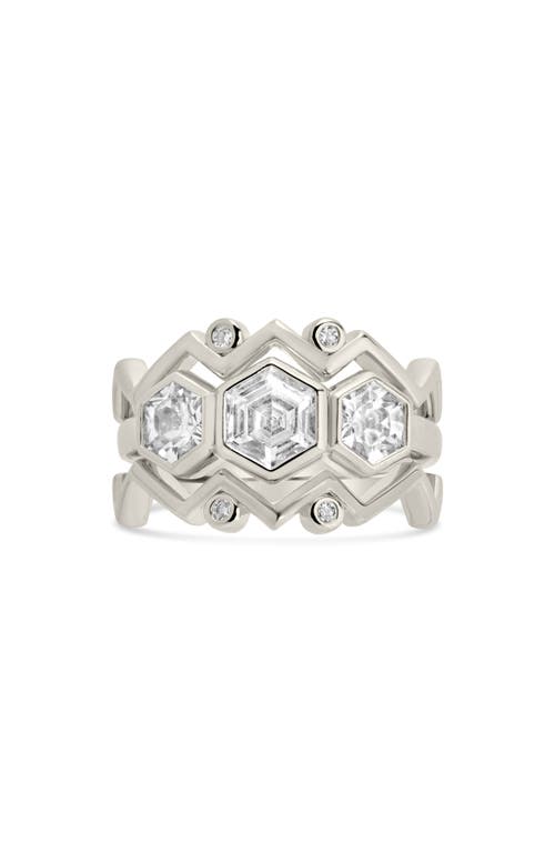 Sterling Forever Caterina Cz Stacking Ring Set Of 3 In Metallic