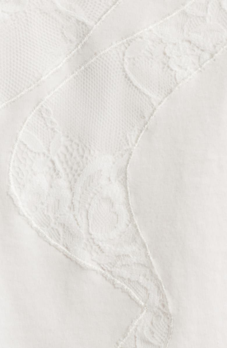 LoveShackFancy Angelle Lace EmbellishedCrop Cotton T-Shirt, Alternate, color,