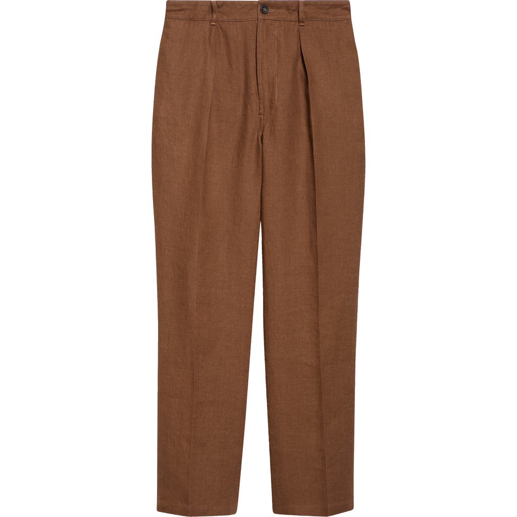 Shop Drake's Miki Antique Linen Games Trousers In 300 Coffee