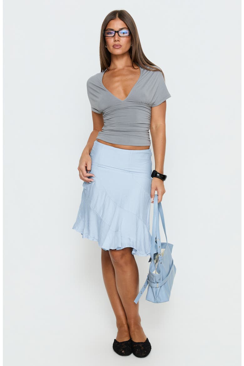 With Kindness Asymmetric Hem Midi Skirt, Alternate, color, BLUE