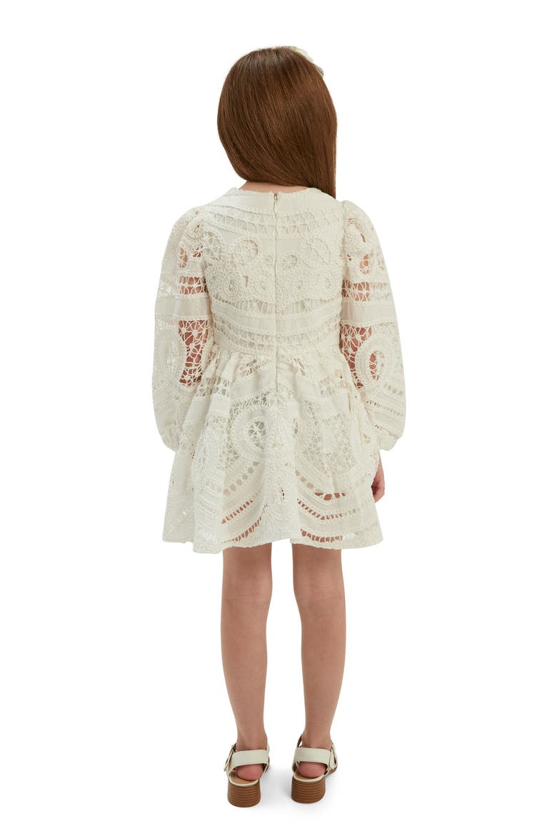 Kids' Margot Miley Long Sleeve Cotton Lace Party Dress, Alternate, color, ORCHID WHITE