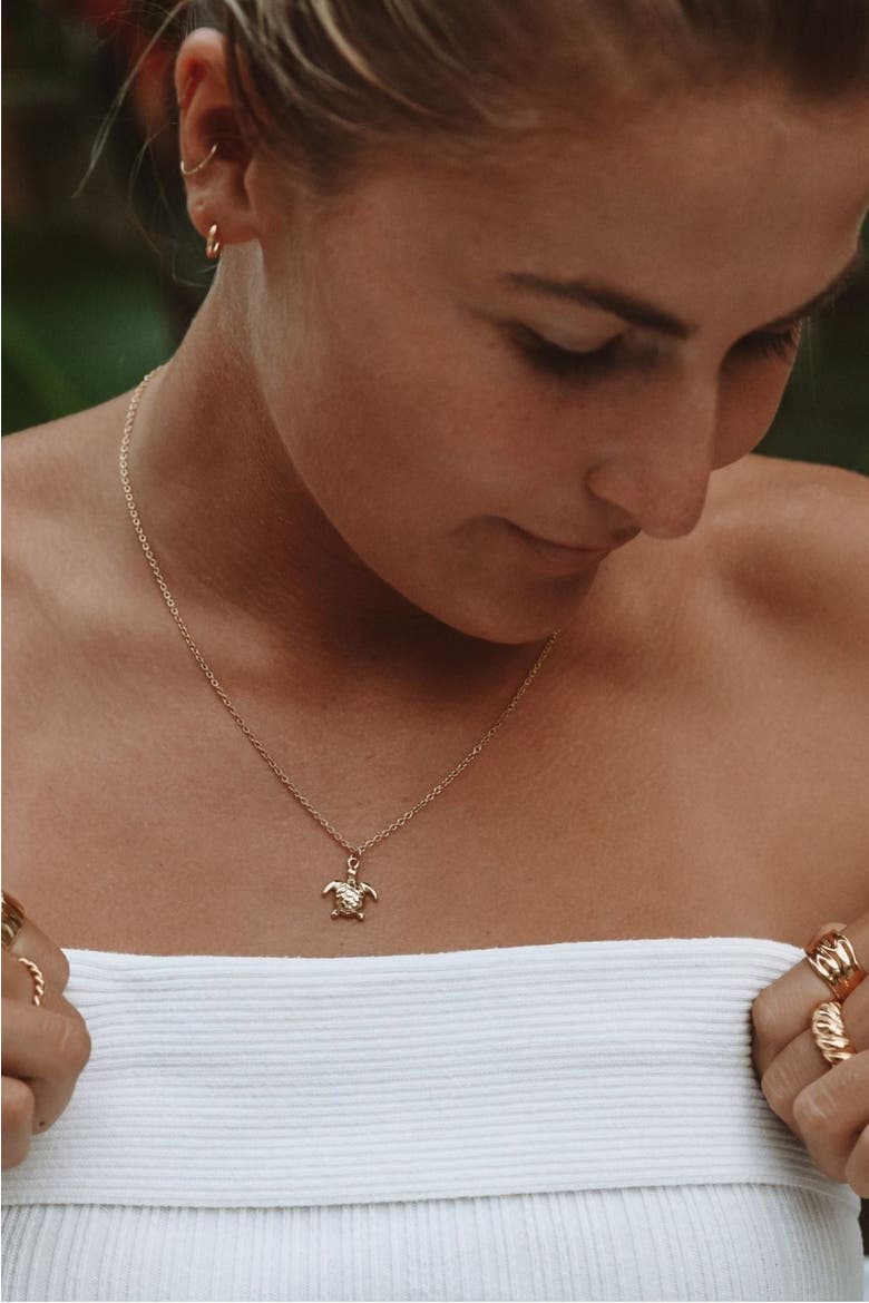 Sea Turtle Necklace, Alternate, color, Gold