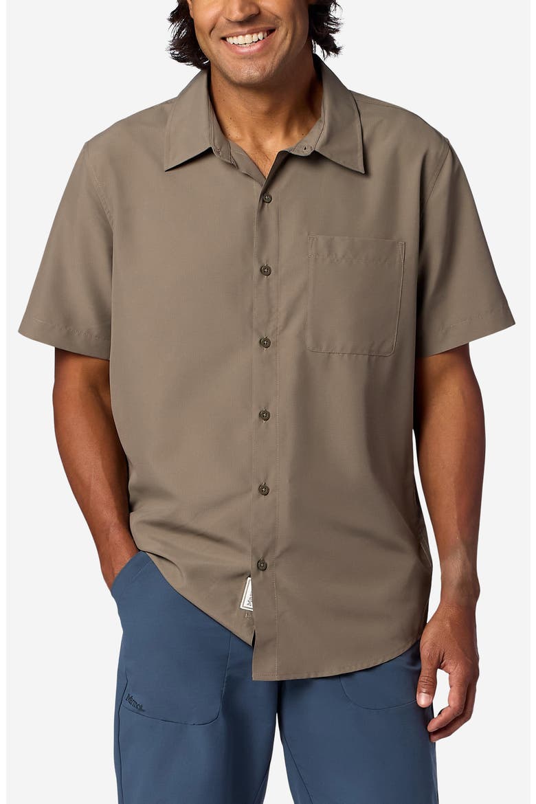 AirExchange UPF Short Sleeve Button-Up Shirt, Main, color, CLAYSTONE