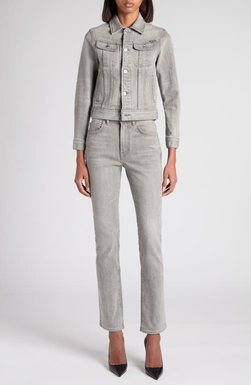 Tom Ford Stonewashed Comfort Denim Trucker Jacket In Gray