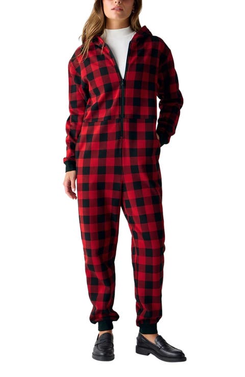 Women's Cozy Fleece Hooded Jumpsuit