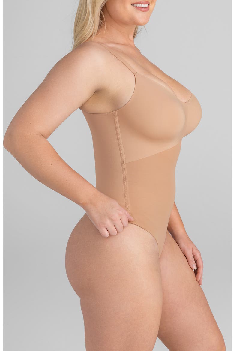 Cami Thong Bodysuit, Alternate, color, SAND