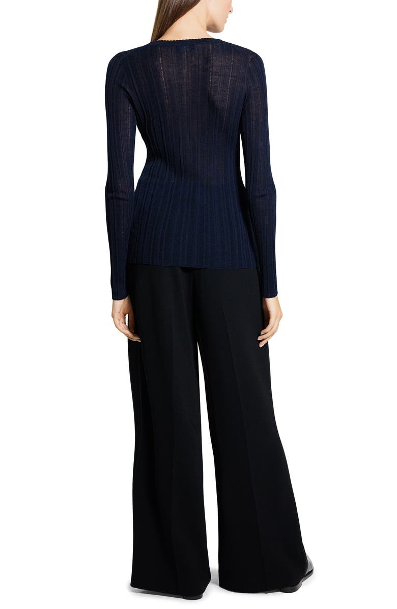 Theory Novel Pointelle Rib Wool Blend Cardigan, Alternate, color, 