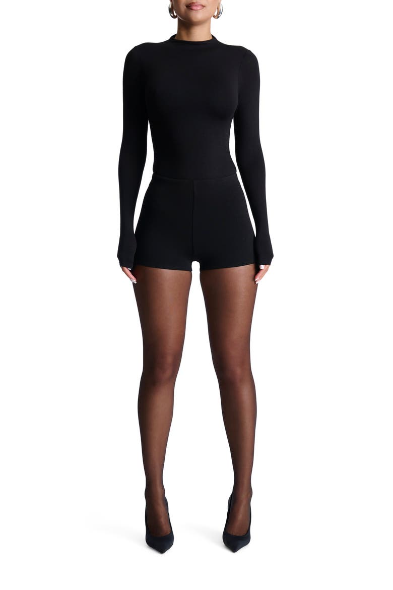 High Waist Hot Shorts, Alternate, color, BLACK