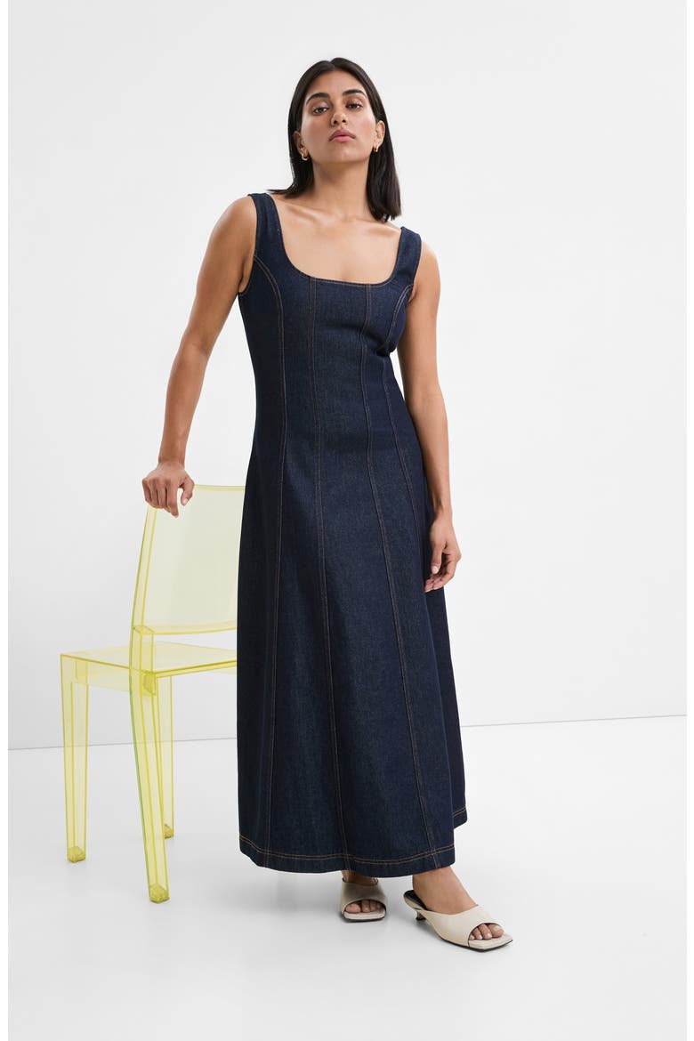 Melrose Denim Maxi Dress, Alternate, color, DARK BLUE