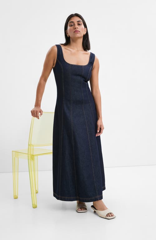Marcella Melrose Denim Maxi Dress In Dark Blue