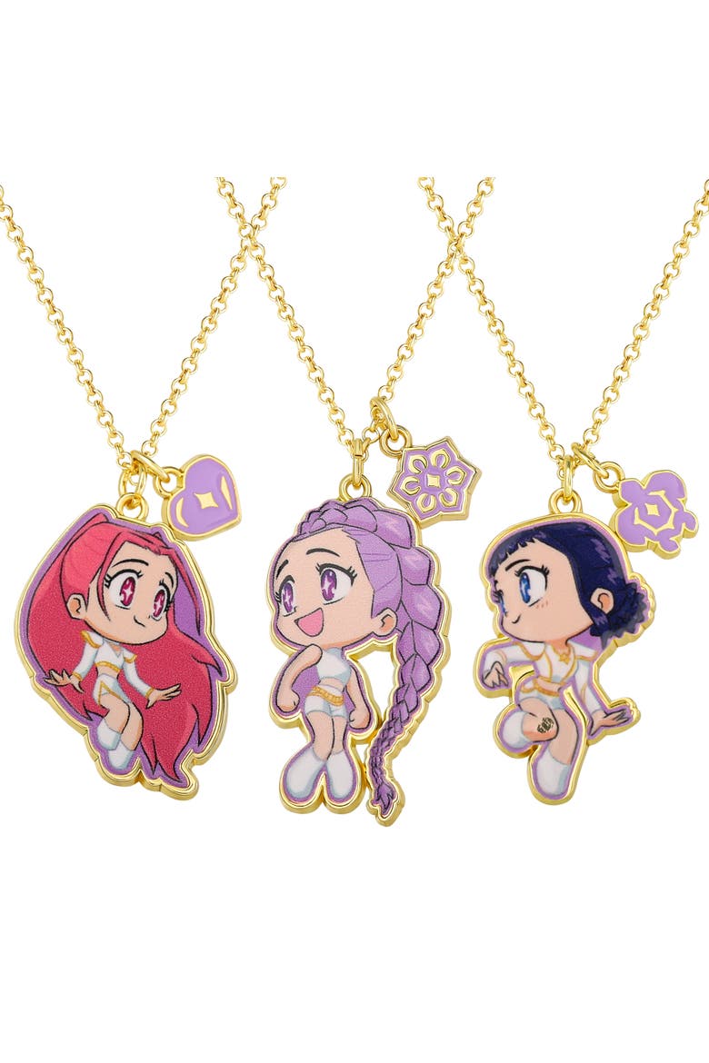 Rumi, Zoey, and Mira Necklace Set 3-Piece Official License, 3 Friendship Necklaces Gold-Tone, K-Pop Gifts, Main, color, Gold-Tone
