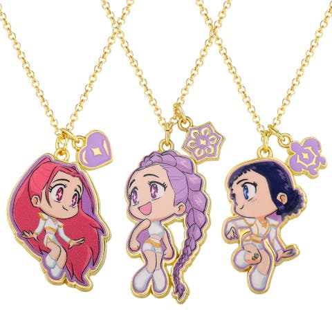 Rumi, Zoey, and Mira Necklace Set 3-Piece Official License, 3 Friendship Necklaces Gold-Tone, K-Pop Gifts