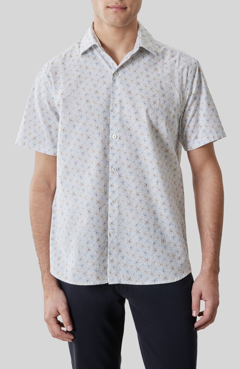 Robert Barakett Turcot Floral Short Sleeve Button-Up Shirt, Main, color, Fresh Blue