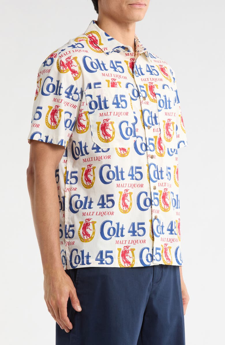 Brixton x Colt 45 Print Button-Up Shirt, Alternate, color, White Multi