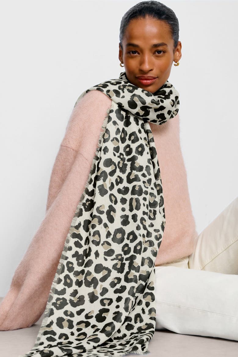 Leopard Printed Scarf, Alternate, color, TAUPE