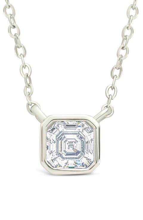 Asscher Cut Cubic Zirconia Pendant Necklace