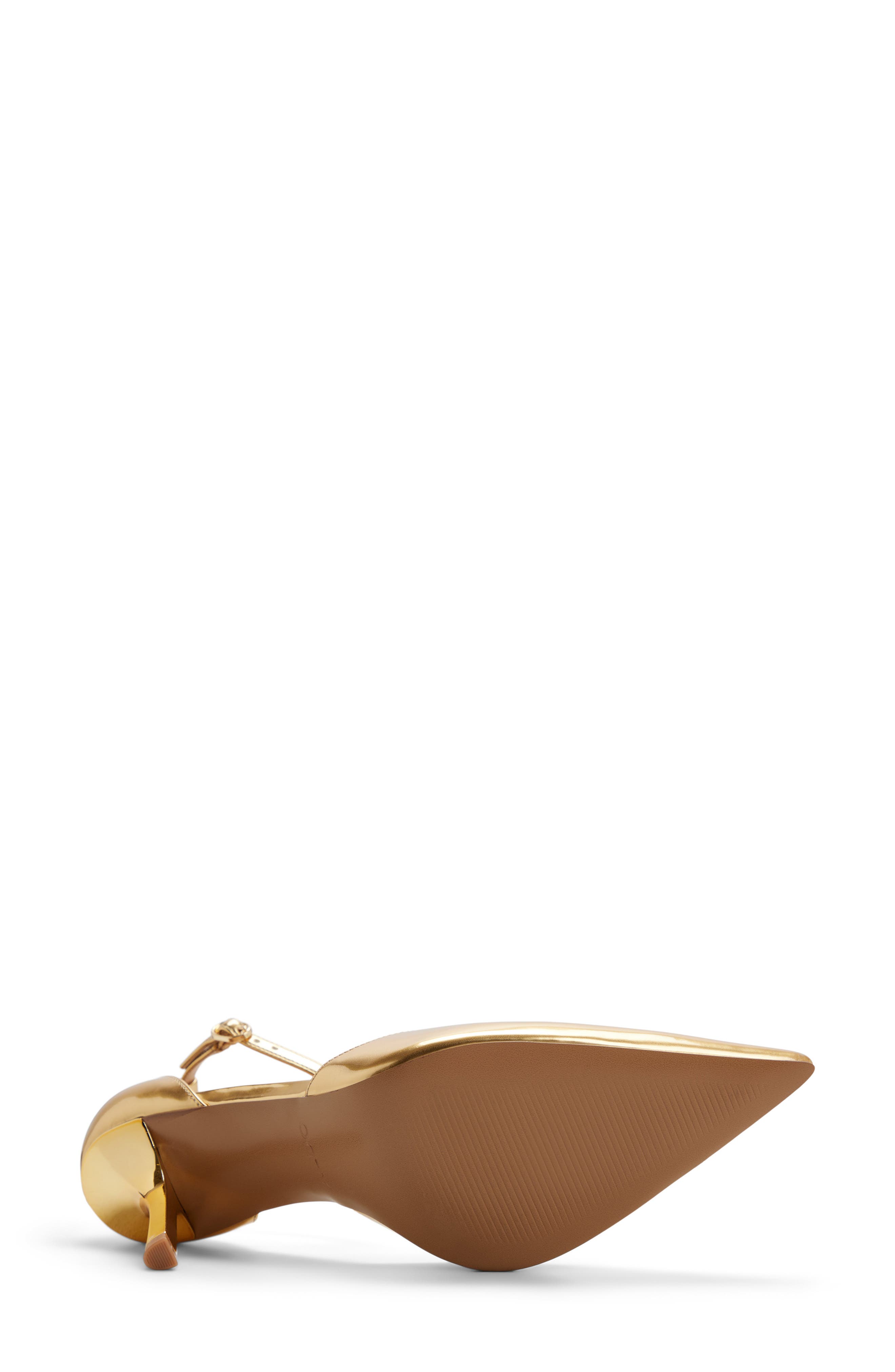 Jossephine Ankle Strap Pointed Toe Pump, Alternate, color, GOLD