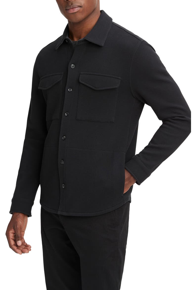 Cotton Blend Shirt Jacket, Alternate, color, BLACK/MED H GREY