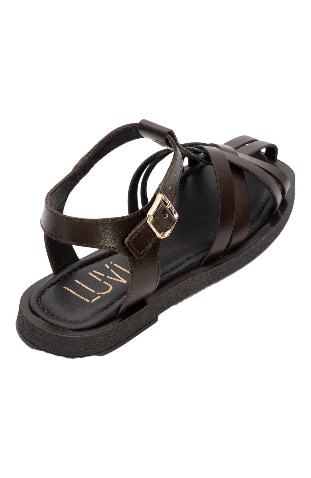 Forever & Always Shoes Andres Leather Sandal, Alternate, color, Brown Leather