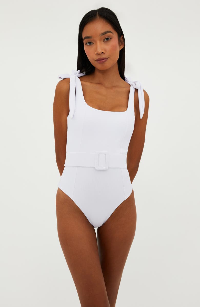 Beach Riot Sydney Belted One-Piece Swimsuit, Alternate, color, White