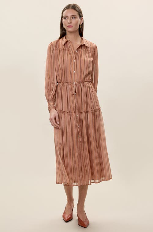 Rebecca Taylor Celeste Stripe Dress In Brown