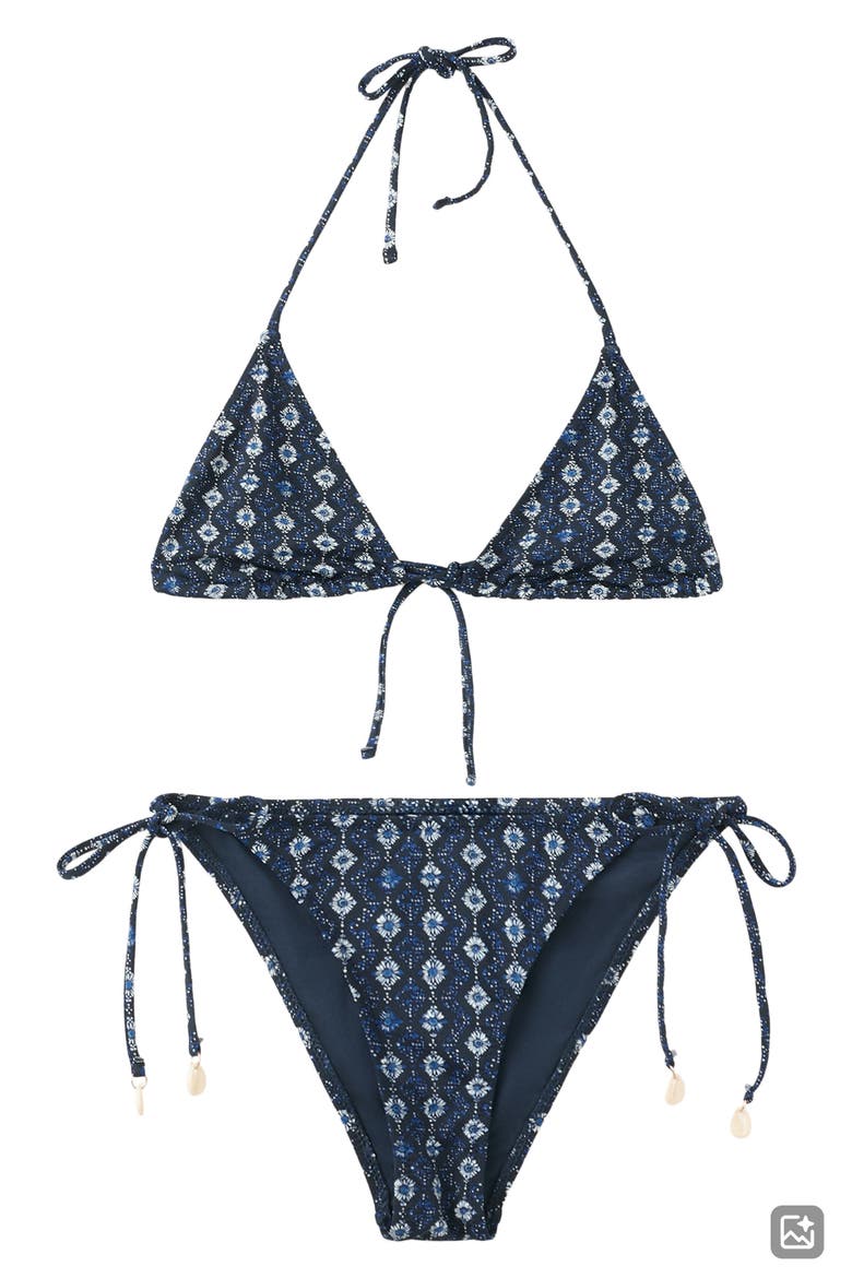 Print Triangle Bikini Top, Alternate, color, NAVY