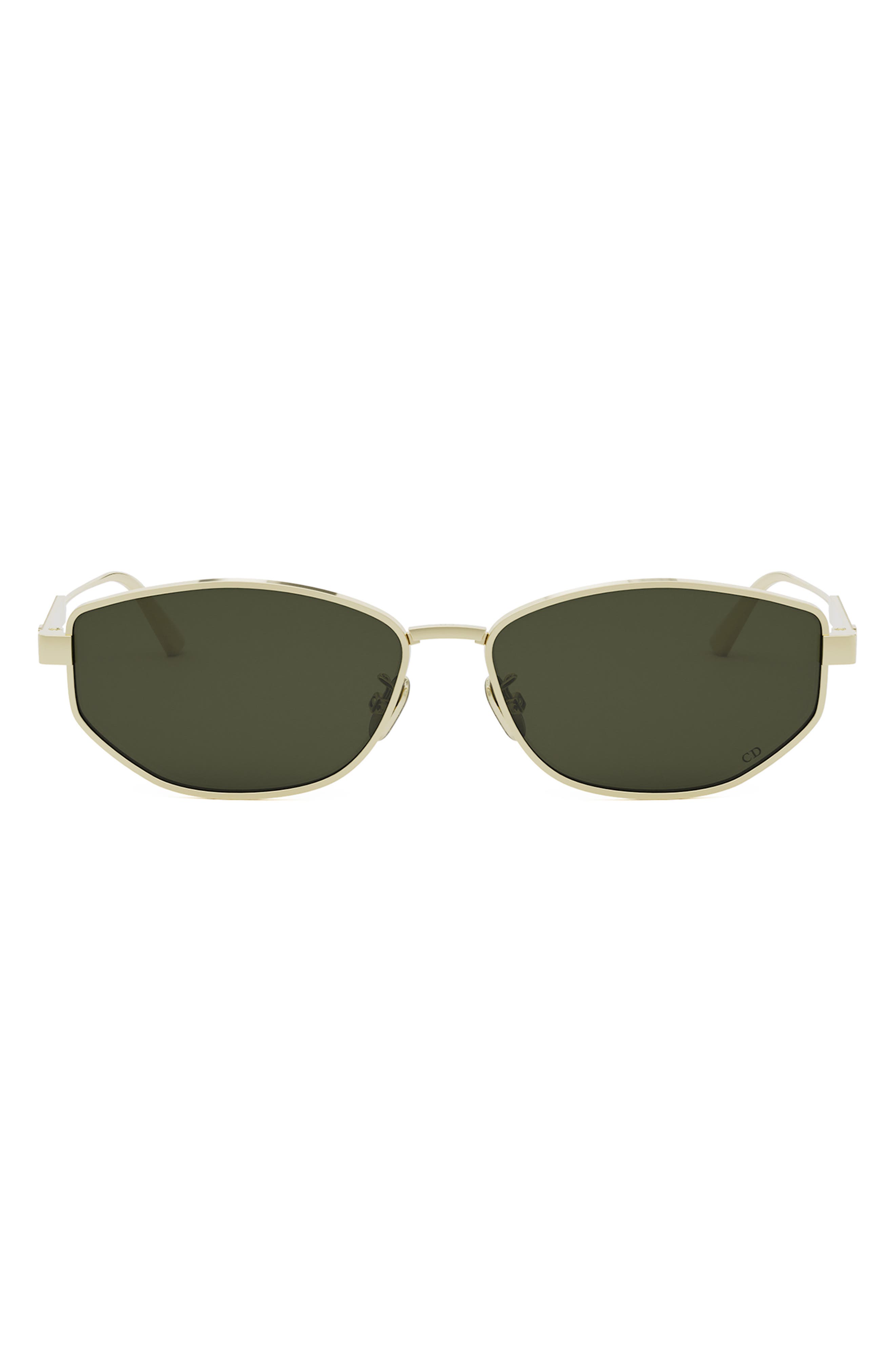 DIOR Cannage B1U 57mm Oval Sunglasses in Shiny Gold Dh /Green 