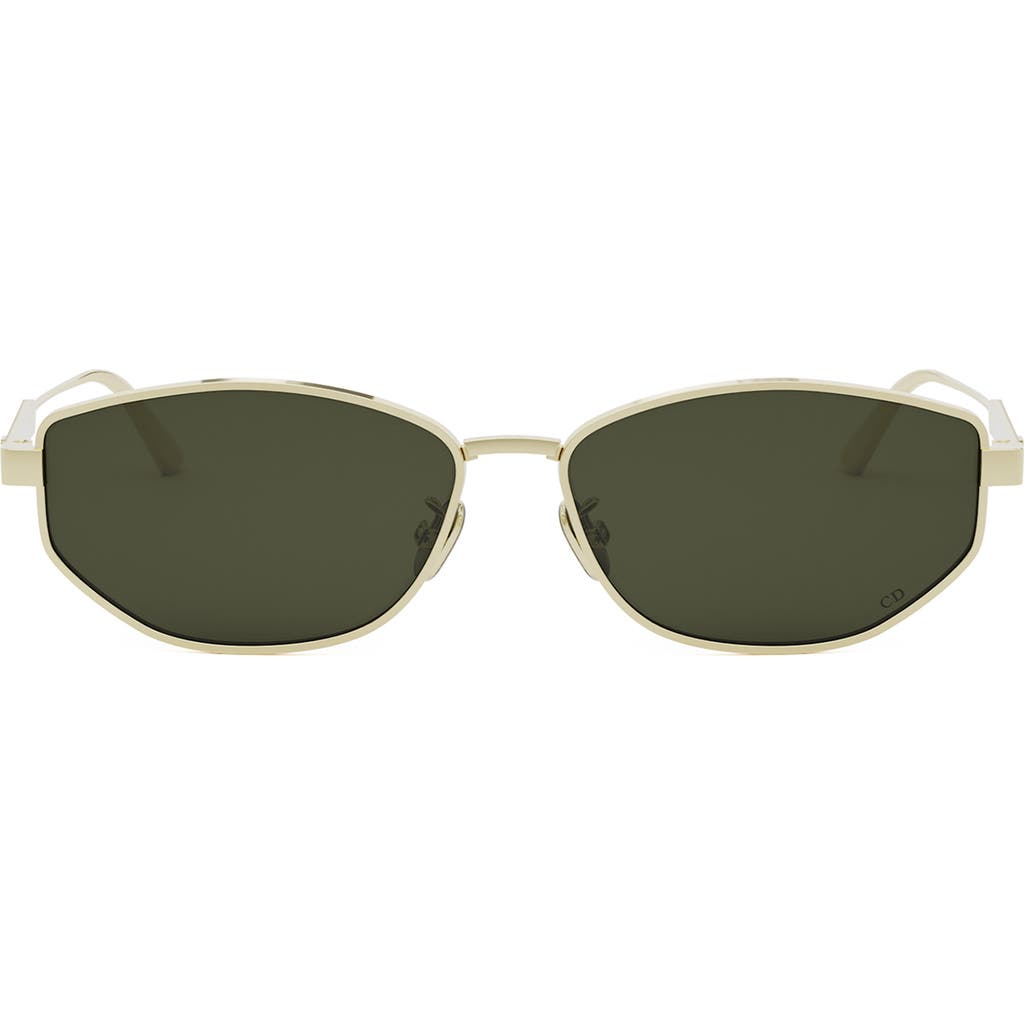 DIOR Cannage B1U 57mm Oval Sunglasses in Shiny Gold Dh /Green