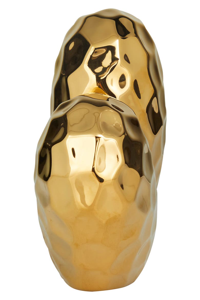 Goldtone Porcelain Heart Sculpture, Alternate, color, GOLD