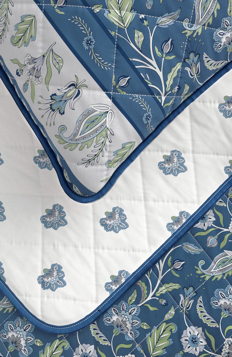 Woven & Weft Boho Floral Print Cotton Quilt & Shams Set, Alternate, color, Regal Garden - Blue