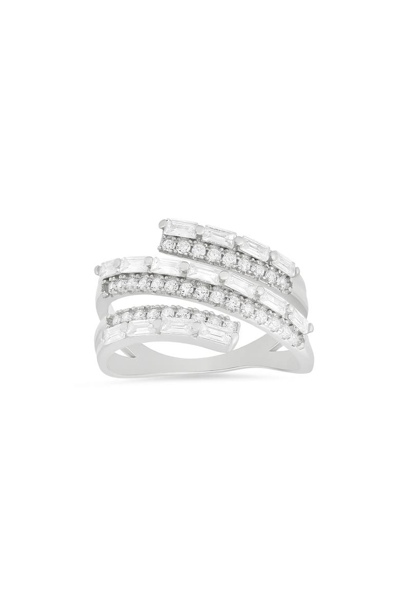 Cubic Zirconia Spiral Ring, Main, color, SILVER