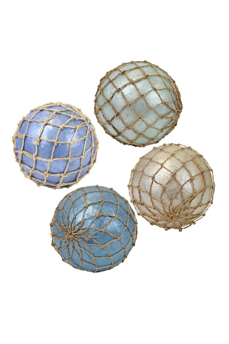 Capiz Decorative Balls Set of 4, Main, color, Blue