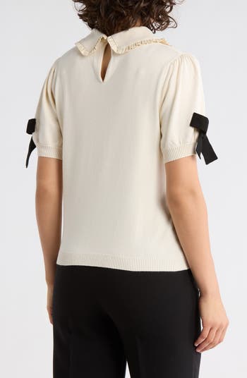 Ruffle Peter Pan Collar Short Sleeve Sweater