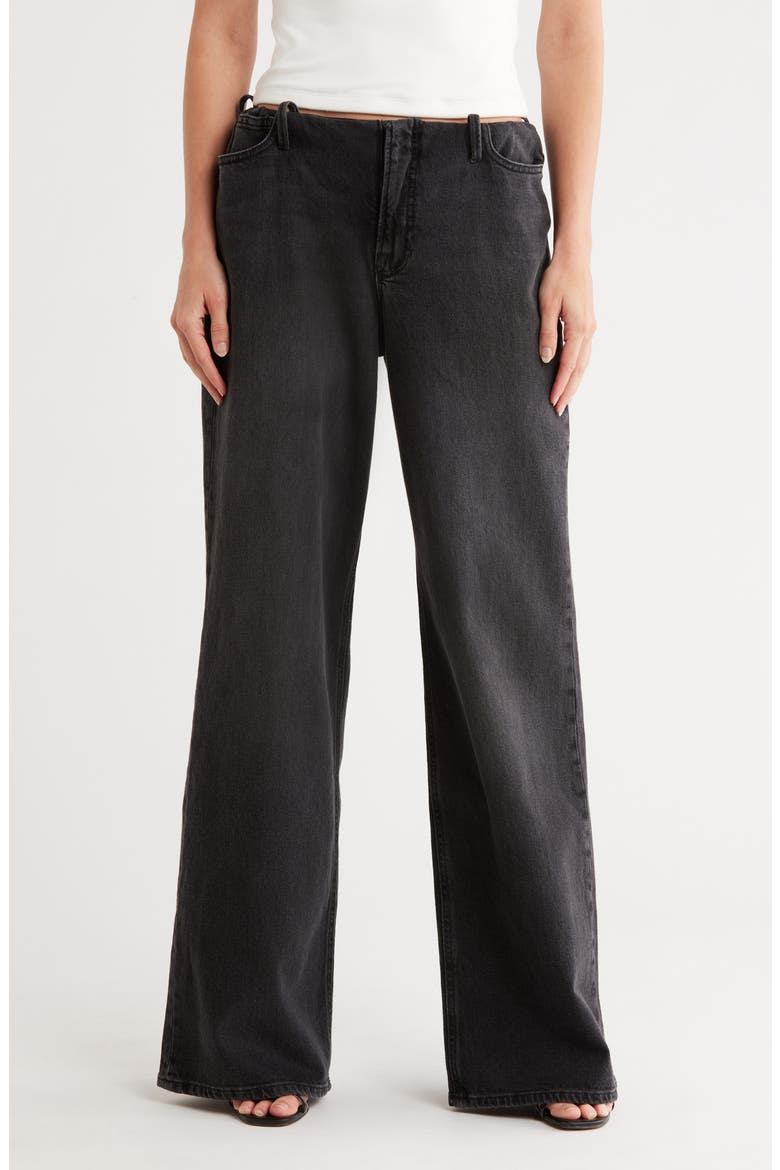 Wide Leg Pull-On Jeans, Main, color, BLACK