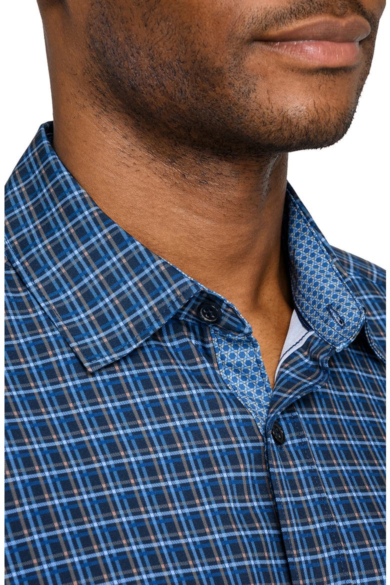Plaid Woven Long Sleeve Basic, Alternate, color, NAVY/BLACK