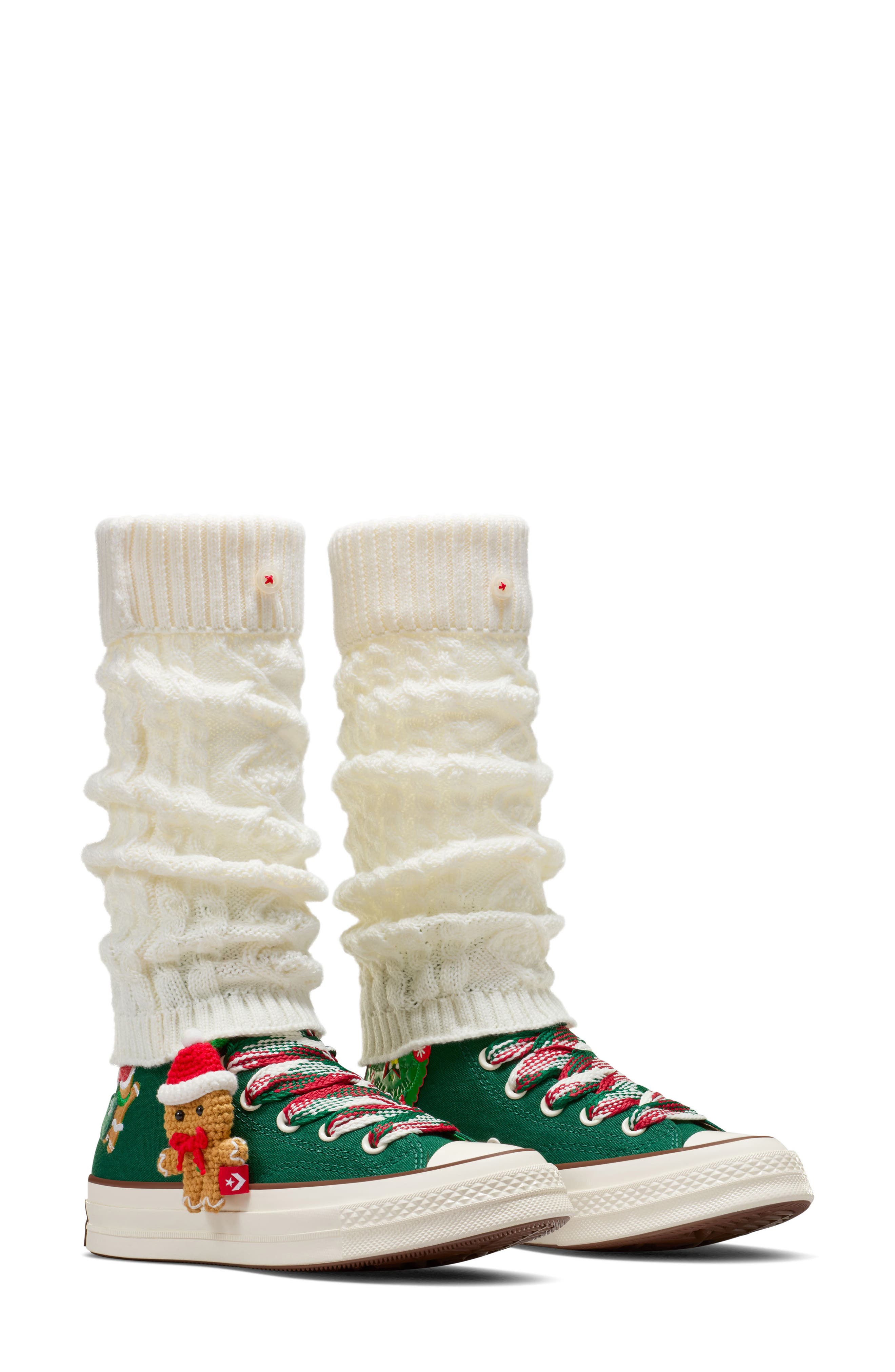 Converse Gender Inclusive Chuck 70 X-Mas Gingerbread Sneaker & Leg Warmers Set, Main, color, 