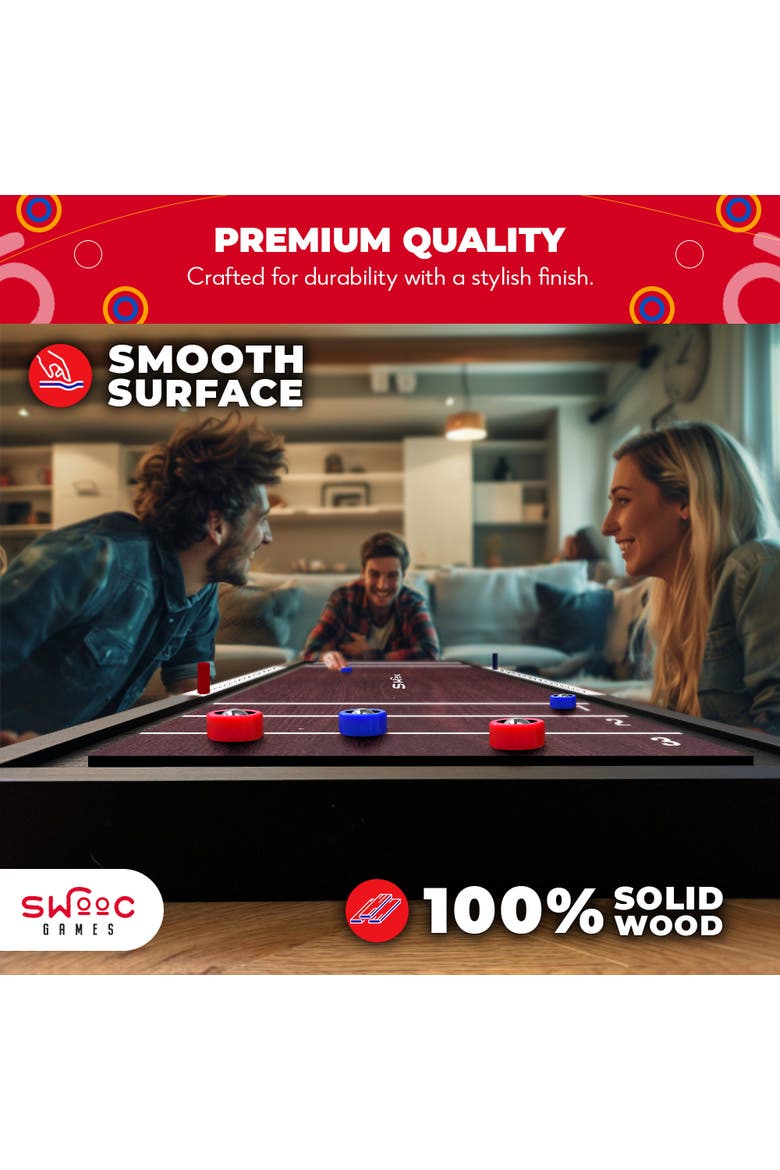 2-in-1 Premium Shuffleboard and Curling Game, Alternate, color, Brown