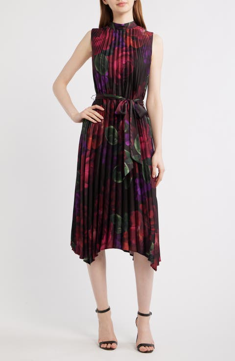 Matte Charmeuse Tie Waist Midi Dress