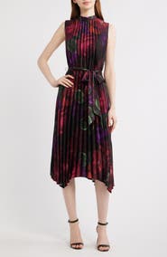 Tahari ASL Matte Charmeuse Tie Waist Midi Dress