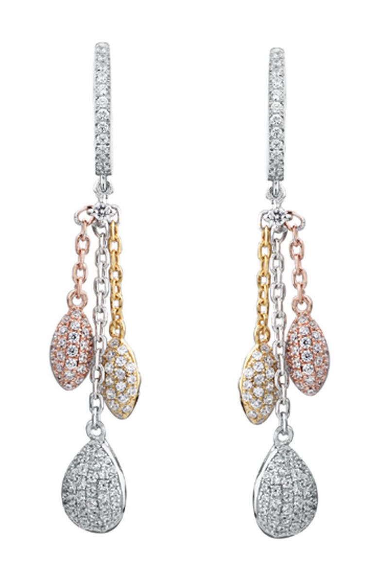 SUZY LEVIAN Tri-Tone CZ Dangle Earrings, Main, color, 