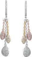 SUZY LEVIAN Tri-Tone CZ Dangle Earrings