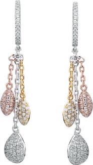 SUZY LEVIAN Tri-Tone CZ Dangle Earrings