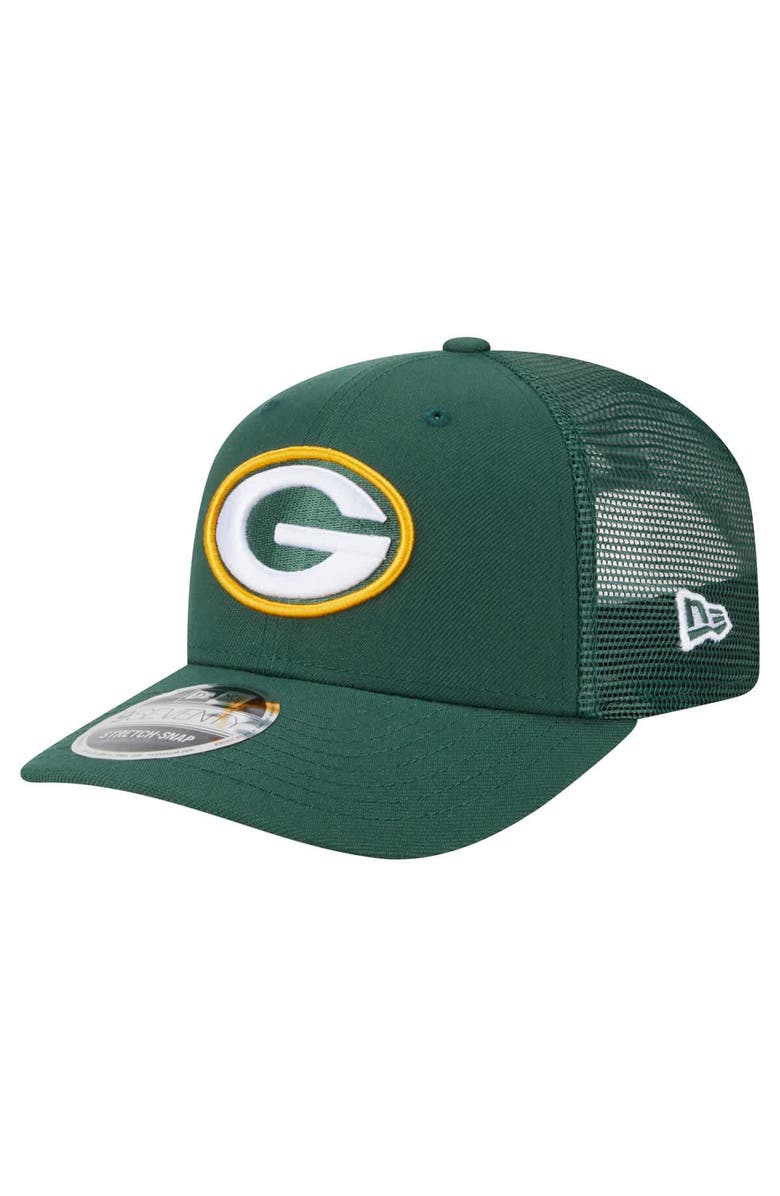 New Era Men's New Era Green Green Bay Packers Main Trucker 9SEVENTY Stretch-Snap Hat, Main, color,