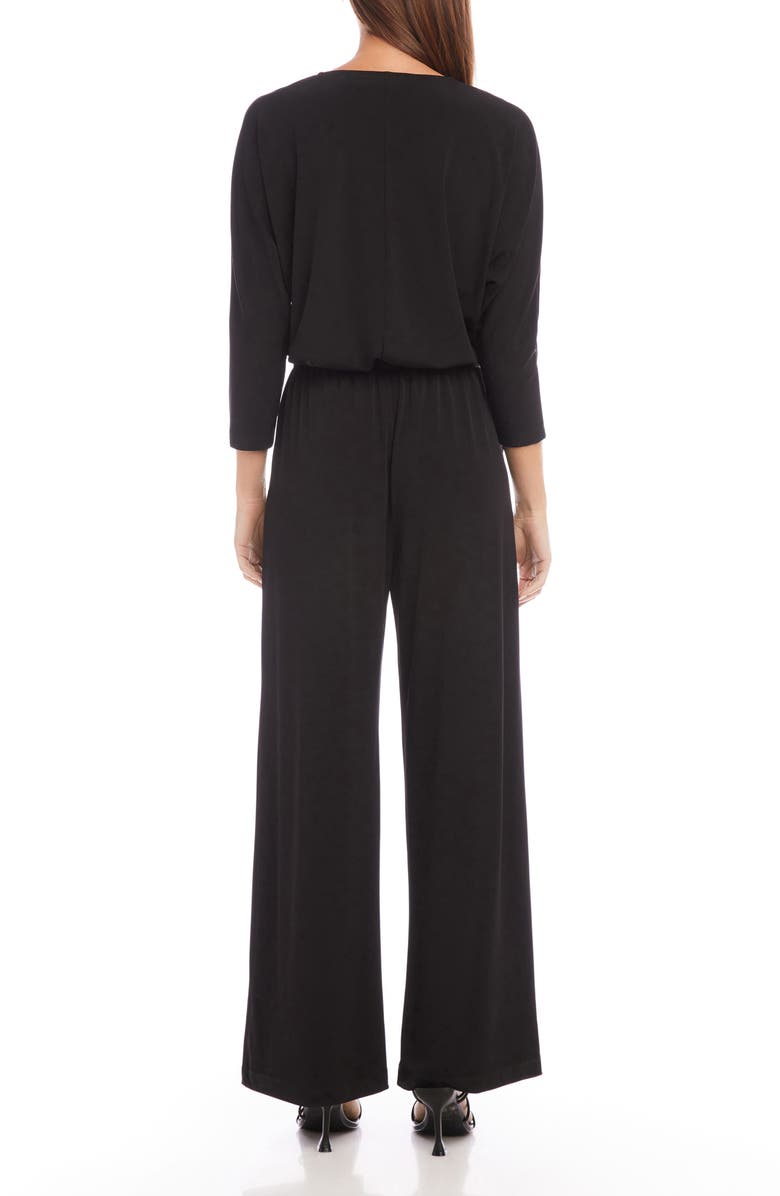 Karen Kane Travel Wide Leg Jersey Jumpsuit, Alternate, color, Black