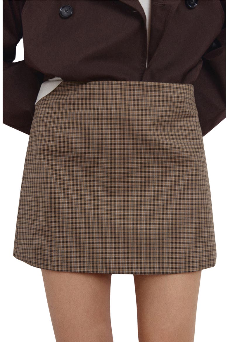 Houndstooth A-Line Miniskirt, Main, color, BROWN