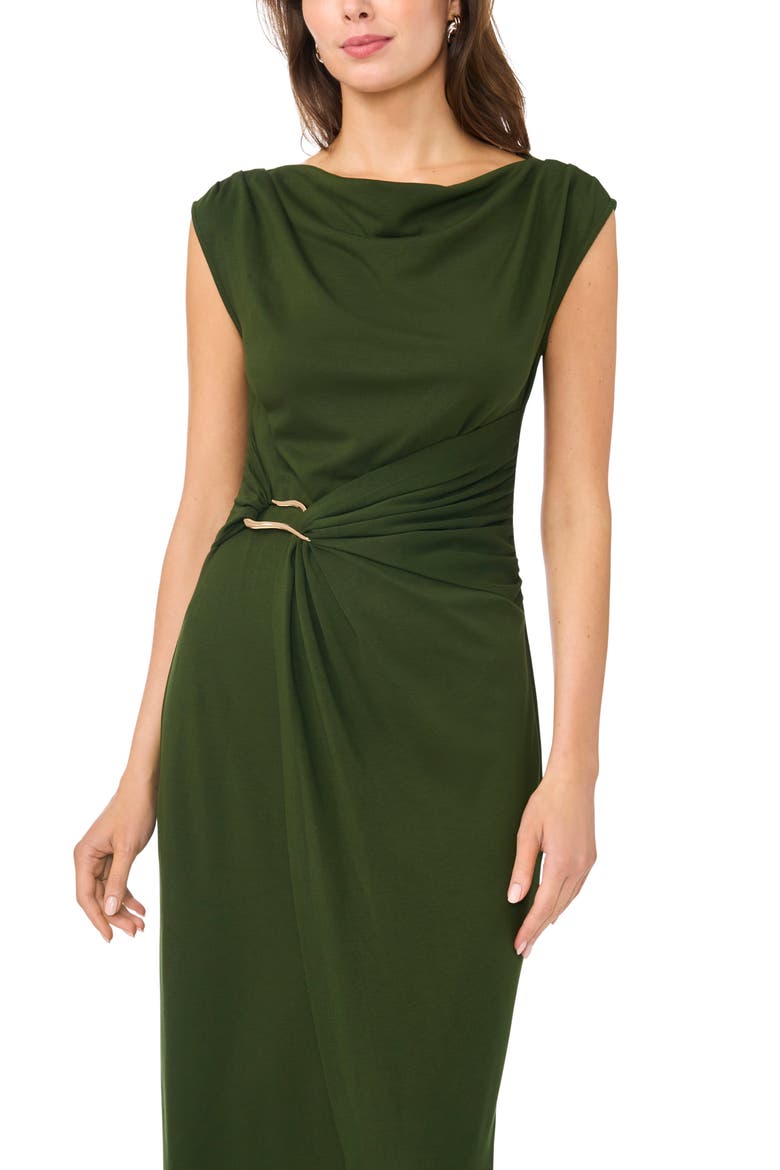 Asymmetric Shirred Waist Body-Con Dress, Alternate, color, MIDNIGHT SAGE