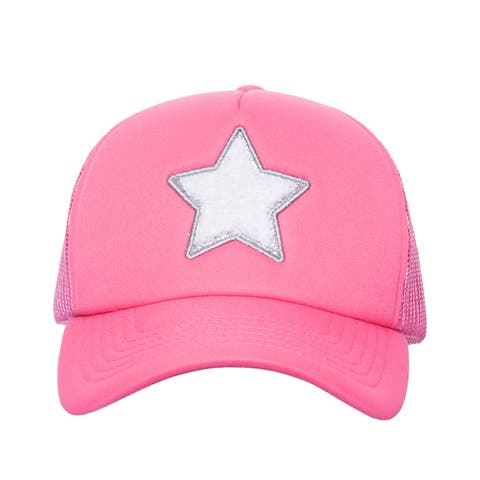 Star Fuzzy Patch Hat Cotton Pink
