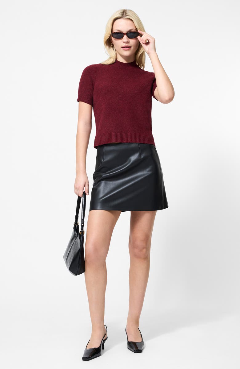 French Connection Vhari Short Sleeve Crop Sweater, Alternate, color, Cabernet