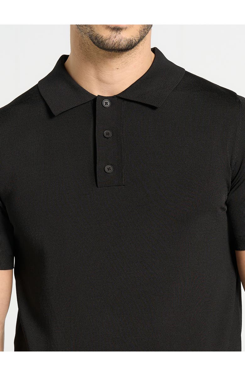 Manière De Voir Bryn Luxe Knitted Polo Top, Alternate, color, Black