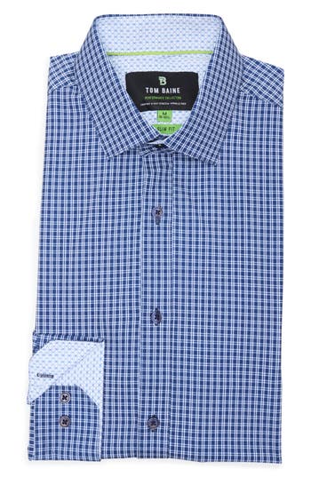 Tom Baine Slim Fit 4-way Stretch Performance Button-down Shirt In Navy
